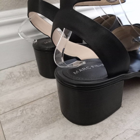 Marc Fisher Leather Strappy Block Heel Sandals - Picture 6 of 8